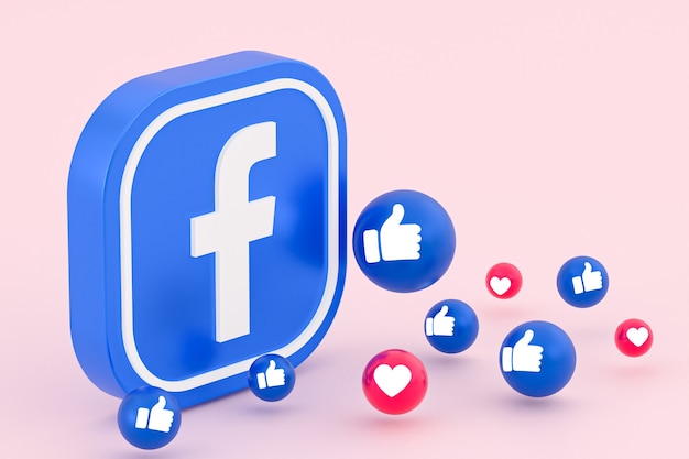Смайлики реакции facebook, символ воздушного шара социальных сетей с рисунком значков facebook