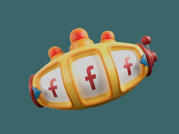 Facebook slotmachine geluk kans jackpot casino social media marketing 3d illustratie render