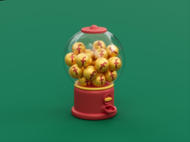 Фото facebook social media gumball machine arcade candy bubble gum 3d иллюстрация