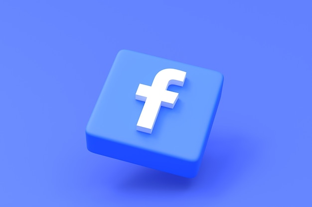 Facebook social media logo set in 3d rendering