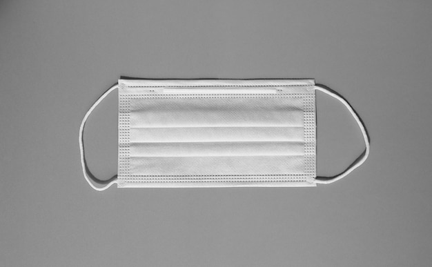 Facemask used for respiratory illness in black and white