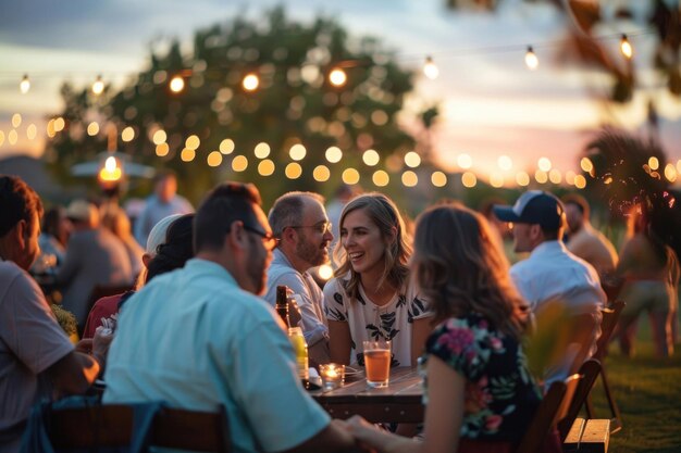 Faces aglow with happiness at a sunsetthemed summer party