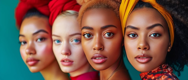 Faces of women of different races