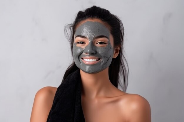 Foto concetto di maschera per il viso e cura della pelle di bellezza