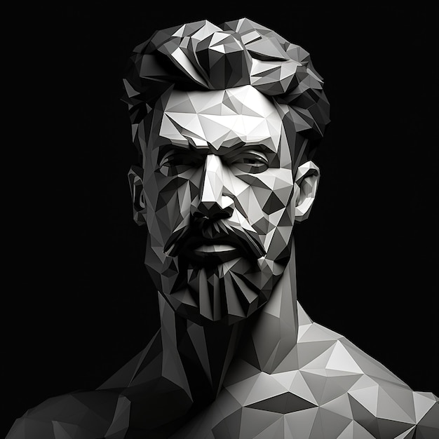 Facial Polygons Redefining Portraiture with a Striking Man Face in Polygon Style