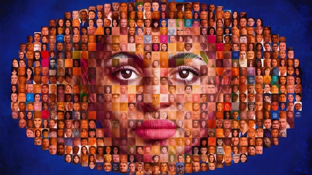 Foto facial recognition collage concept