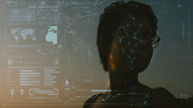 Facial Recognition System concept with Face Recognition and 3D scanning interface