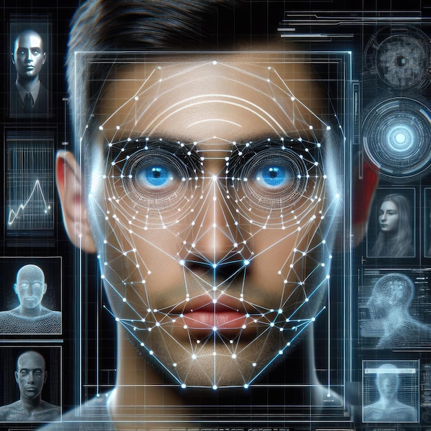 facial recognition technology scan and detect people face for identification