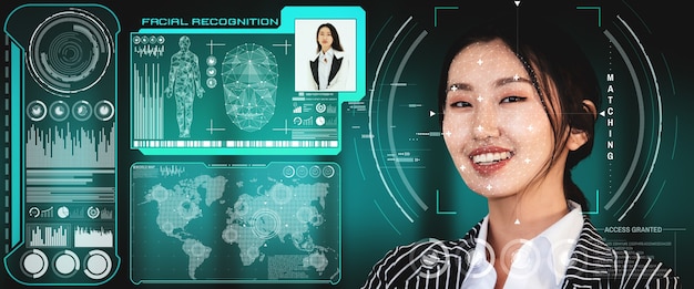 Facial recognition technology scan and detect people face for identification