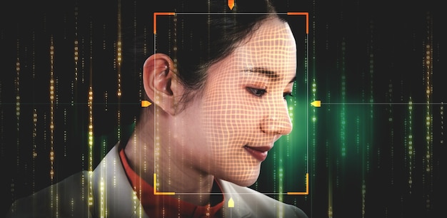 Facial recognition technology scan and detect people face for identification