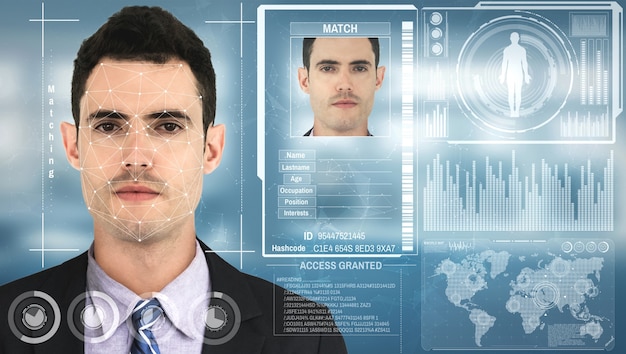 Facial recognition technology scan and detect people face for identification