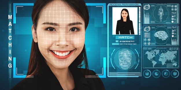 Facial recognition technology scan and detect people face for identification