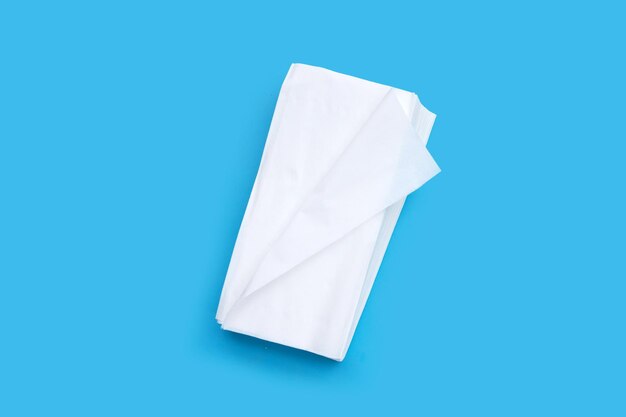 Facial tissue on blue background