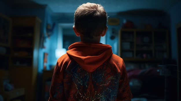 Facing Fears Brave Kid Confronts Nightmares and Imaginary Monsters Generative AI