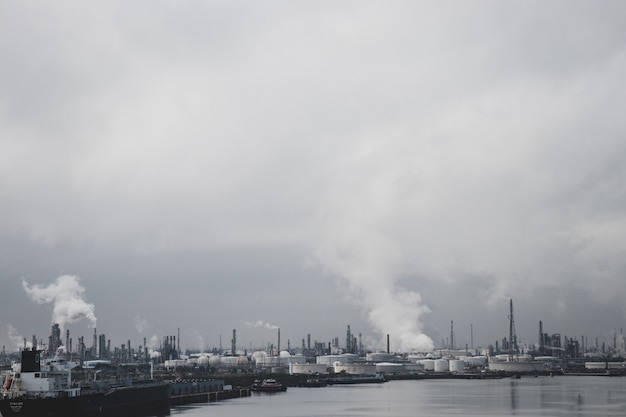 Factories causing pollution by water 