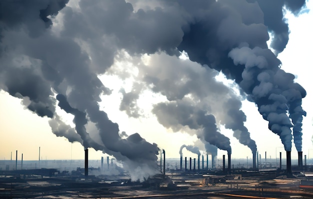 Factories pollute nature with their smoke