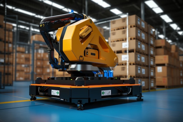 Factory automation AGV and robotic arm optimize transport prioritizing safety