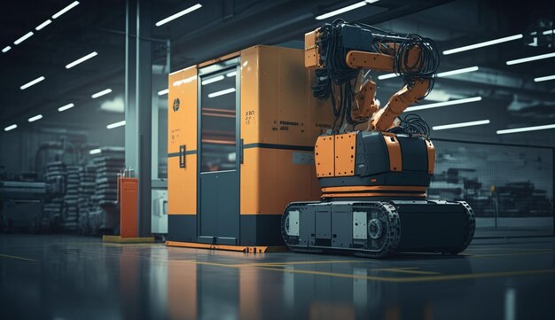 Factory Automation with Automated guided vehicle robot Generative Ai