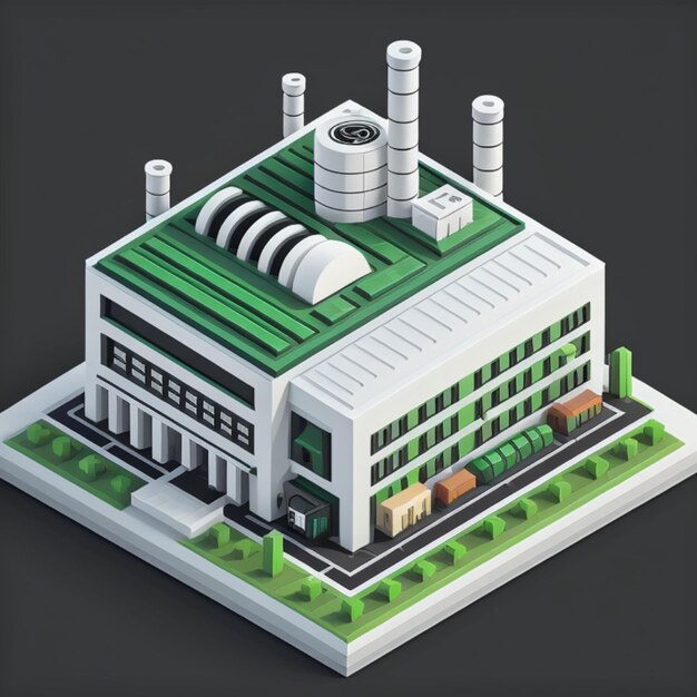 Здание фабрики в 3D, созданное с помощью генеративного искусственного интеллекта