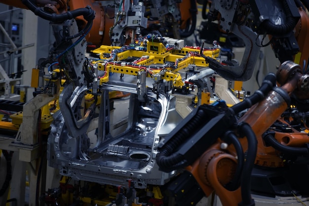 Factory, car manufacturing, innovative robotic welding line