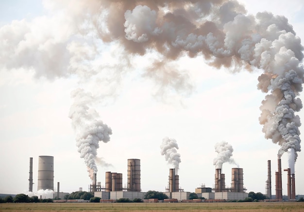 Factory polluting the environment ecology concept