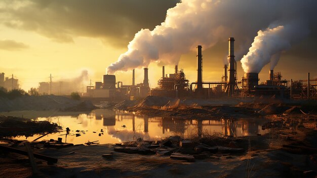 Factory producing co2 pollution