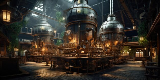 Factory for the production of beer High quality photo Generative AI