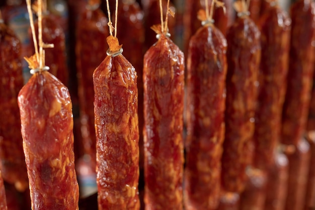 Factory for the production of meat products cured sausages Traditional spicy sausage