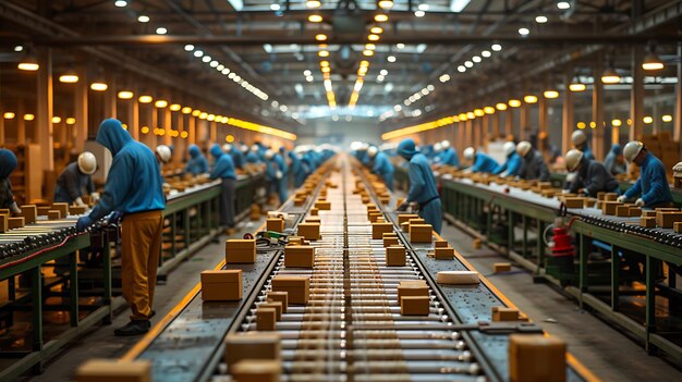 Foto linea di produzione e imballaggio di fabbrica