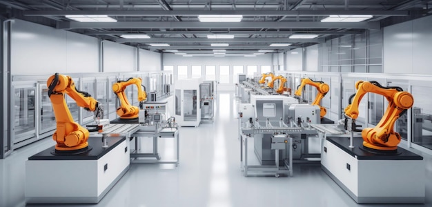 A factory with a large machine that says'robot'on it