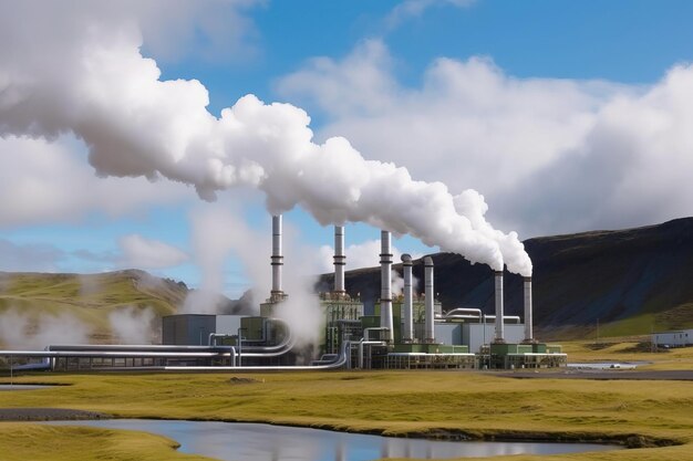 A factory with smoke coming out of it