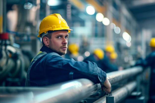 Factory worker break time in a designated area