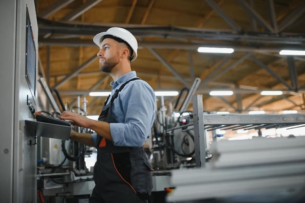 Factory worker Man working on the production line