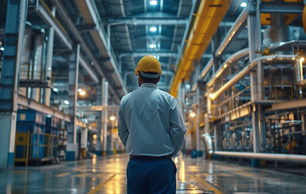 factory worker with hard hat