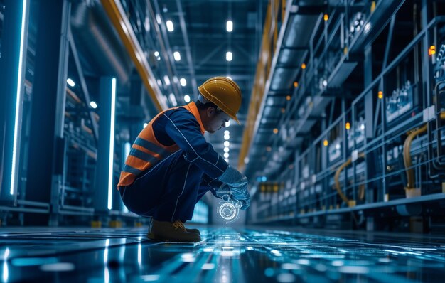 factory worker with hard hat