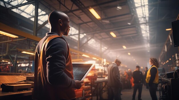 Factory workers checking quality of a product Generative Ai