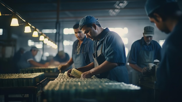 Factory workers checking quality of a product Generative Ai