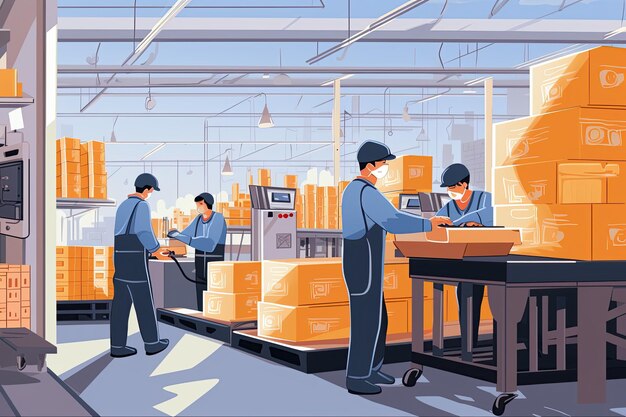 Factory workers play a crucial role in manufacturing processes operating machinery assembling products and maintaining production lines Generated with AI