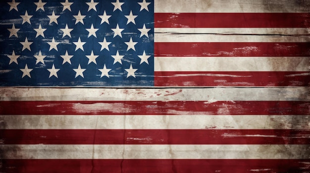 Photo faded american flag background with brush strokes concept