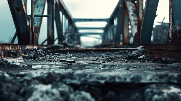 Faded Echoes An Enigma of Time Captured in the Iridescent Glimmer of a Rusted Metal Bridge