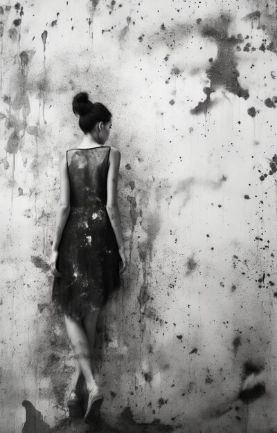 Fading Elegance The Surreal Essence of an American 50s Starlet in Black White Wall Sandpainting