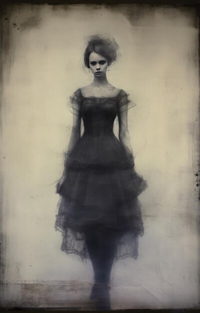 Fading Shadows The Enigmatic Victorian Starlet A Surrealistic Ode in High Contrast Black and Whit