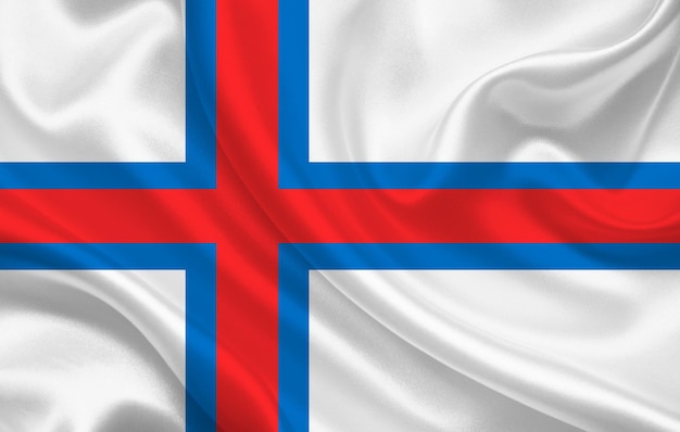 Faeröer land vlag op golvende zijde stof achtergrond panorama - illustratie