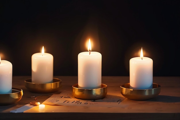 Faint light of a burning candle is hope and miss in the dark candlelight wallpaper background