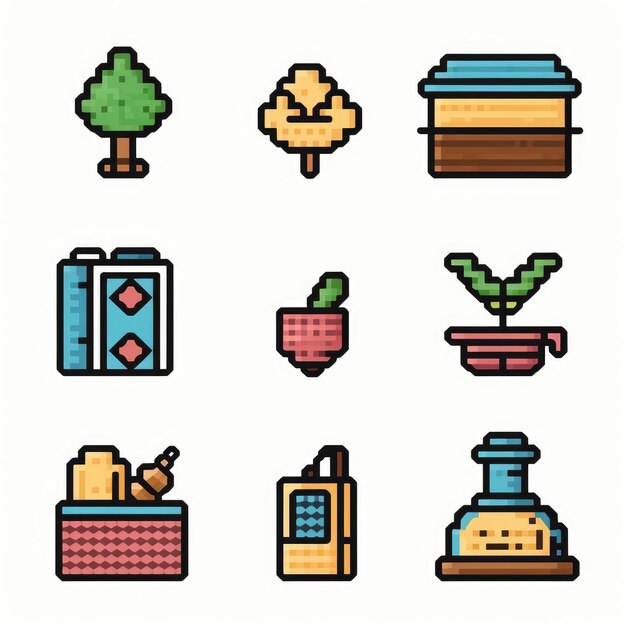 16bit Music Rock Pixel Art Icons Stock Vector (Royalty