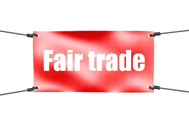 Photo fair trade word with red banner