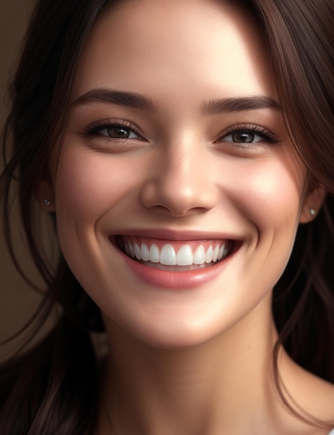 fairskinned woman light brown hair with perfect smile