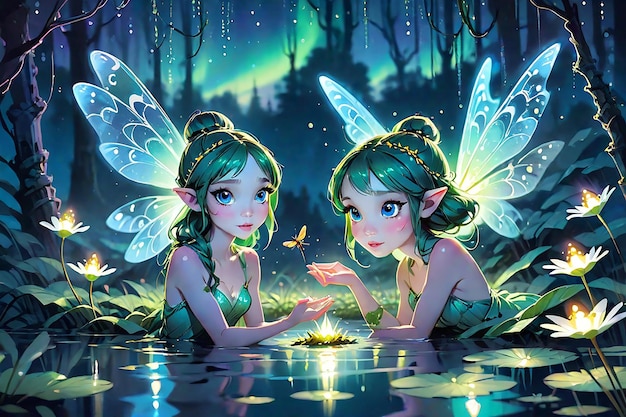 Photo fairy background2d cartoon background