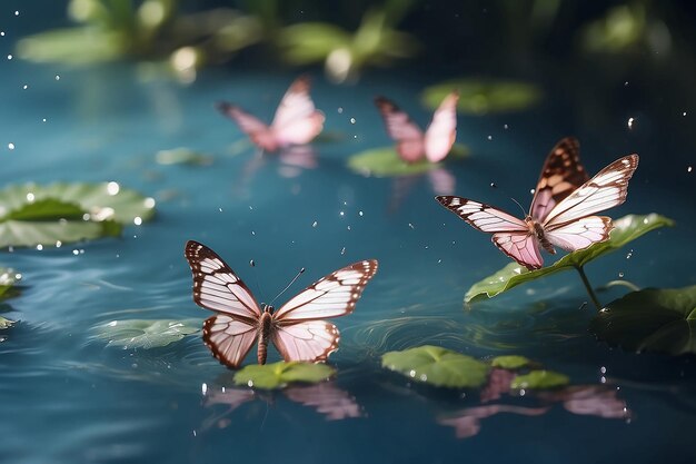 Photo fairy butterflies on water