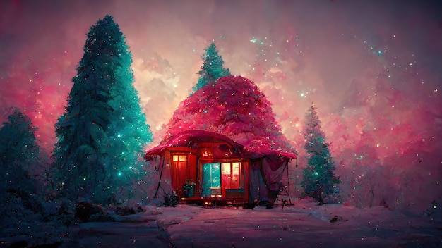 Fairy christmas forest ai render